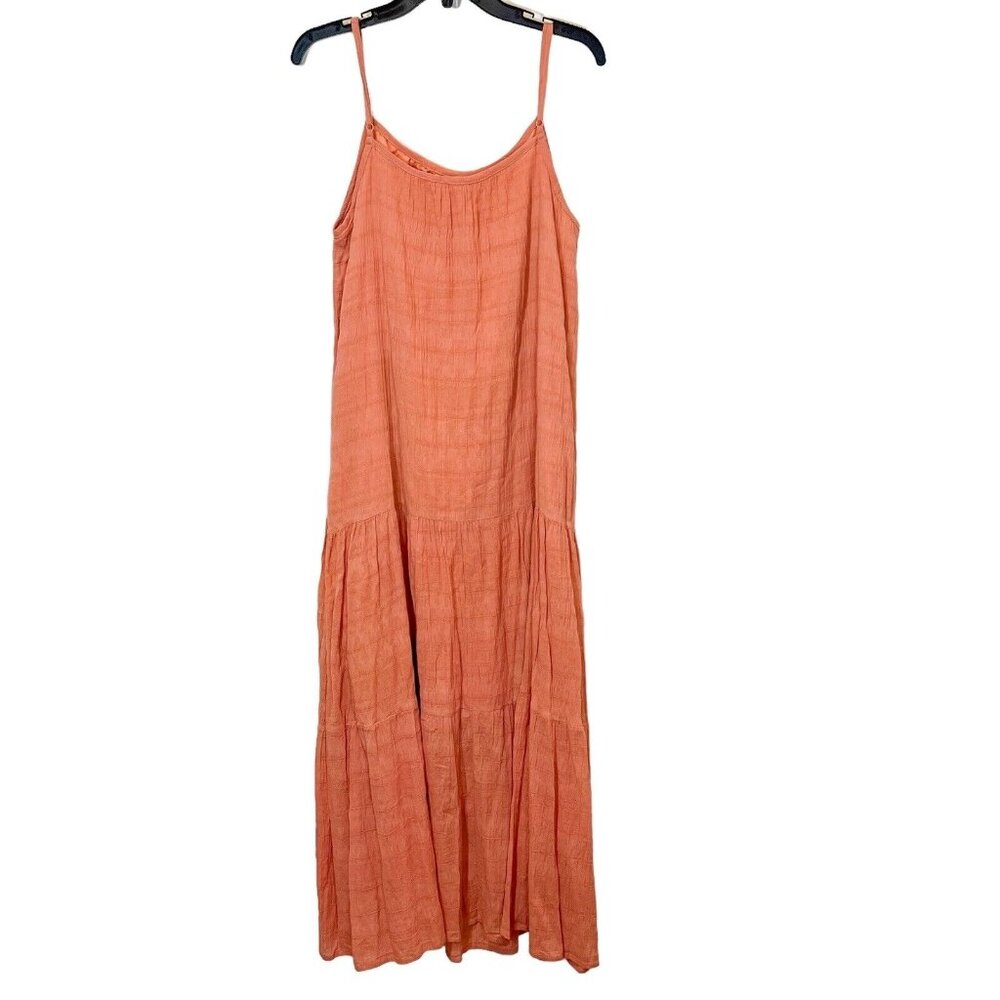 BB Dakota Steve Madden Size M Orange Gauzy Tiered Sleeveless Maxi‎ Dress Medium